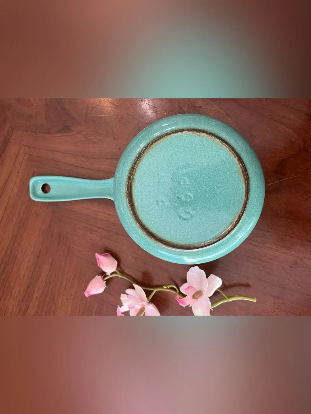 Vintage 1950s Prizer Ware Enameled Cast Iron Saucepan Melting Pot CSP-1